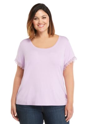 Plus Size Lace Trim T Shirt | THE LIMITED